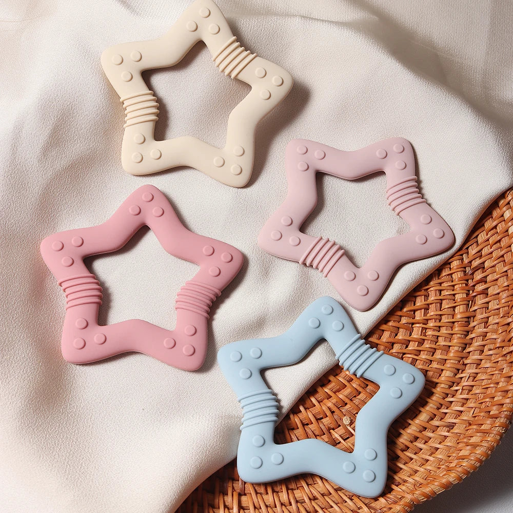 2024 new star silicone teether Food Grade heart baby Teething toy