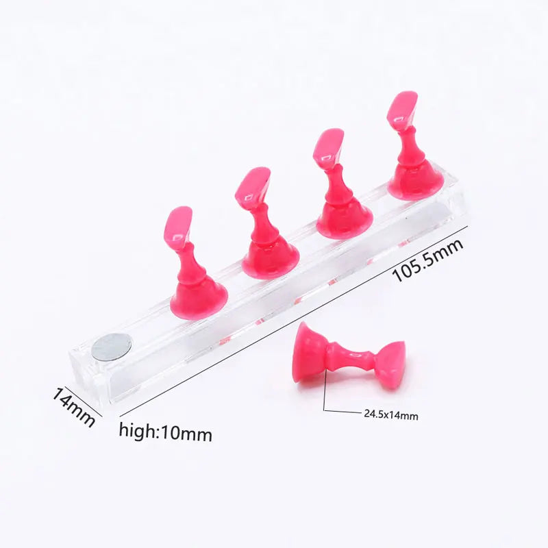 1Set Magnetic Nail Holder Practice Display Stand Nail Polish Acrylic Crystal Showing Shelf Nail Art Tool