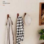Self Adhesive Mounted Walnut Wood Wall Hooks for Hanging Coat Towel Clothes Blanket Hat Backpack Robe Entryway Key Holder