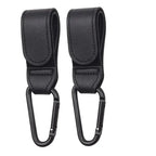 2Pcs Leather Cart Hooks Baby Stroller Hook PU Adjustable Pram Hook Organizer Diaper Bag Hanger Children Travel Accessories