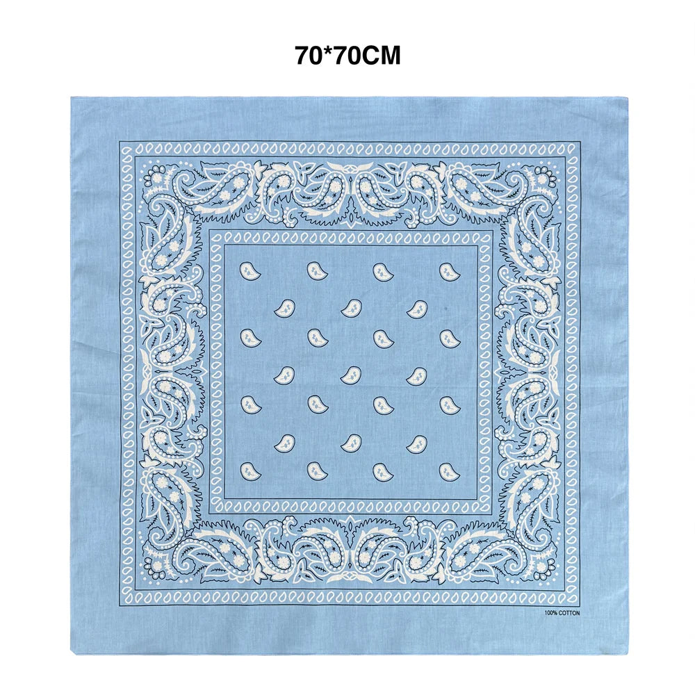 70CM Oversized Hip Hop Amoeba Cashew Cotton Square Bandana Scarf Headband Black Paisley Gifts For Men/Boys/Girls