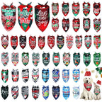 Collection of Christmas-themed pet bandanas with various designs on a white background.