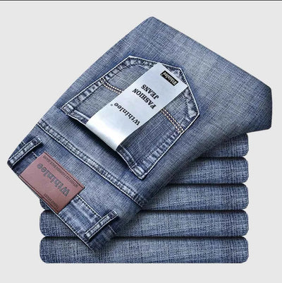 Wthinlee New Business Men's Jeans Casual Straight Stretch Fashion Classic Blue Black Work Denim Pant Trousers Male  Clothing