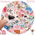 50/100pcs Cartoon Watercolor Dairy Stickers Decals For Phone Laptop Scrapbook Luggage Helmet DIY Graffiti Aesthetic Stickers