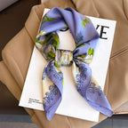 2025 Silk Shawl Print Headscarf Cat Hair Wrap Neckerchief Female Satin Square Scarf For Women Headband Foulard Hijab Bandana