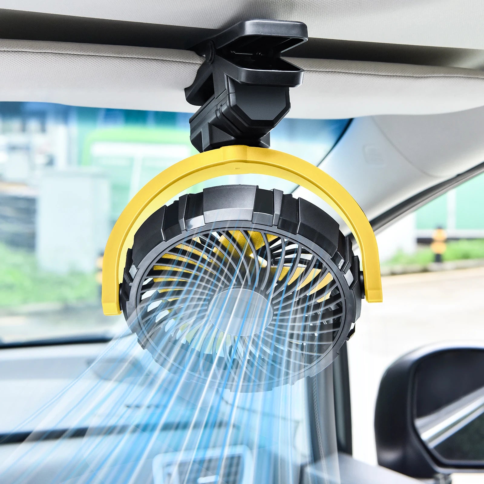 Hipacool Car Cooling Clamp Fan 2000mAh USB Rechargeable Fan Burshless Cooler 900° Rotatable Portable Cooling Tool Car Electronic