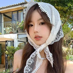 French Chic Alice White Lace Triangle Hair Wrap Fashion Accessory ﻿