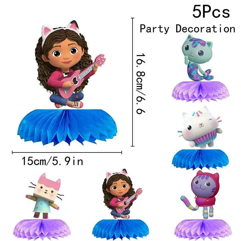 Gabby's Dollhouse paper honeycomb ornament birthday party or baby shower decoration kid favor Party Tabletop Decorations Set
