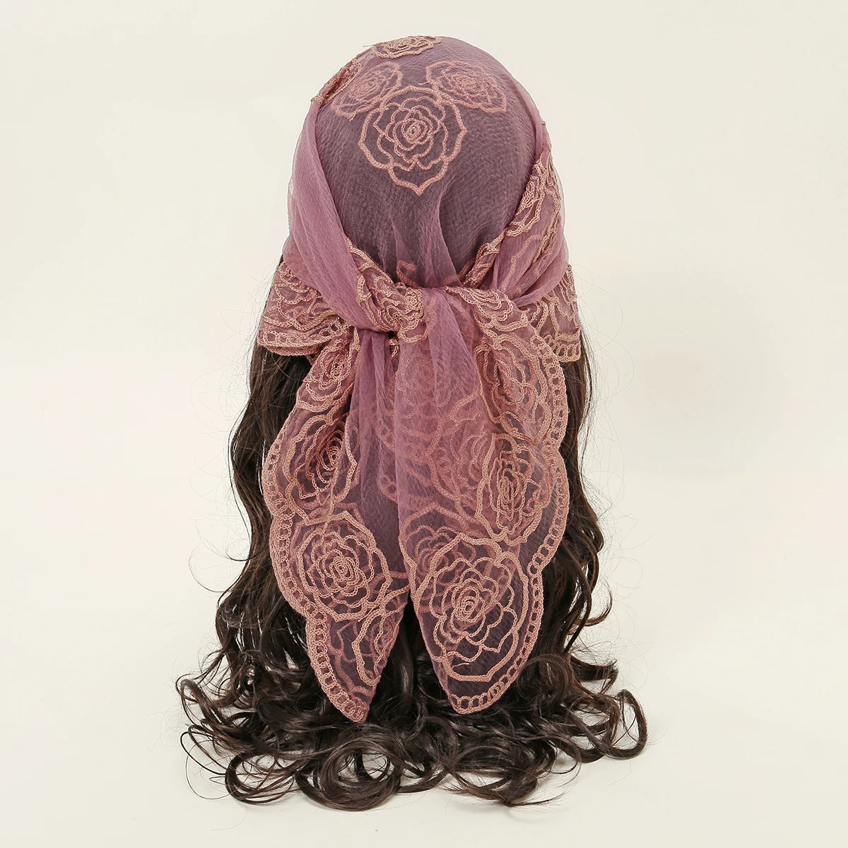 Lace Paisley Embroidery Bandana Square Scarf Elegant Breathable Silk Scarves Women Sunscreen Lightweight Shawl Headband