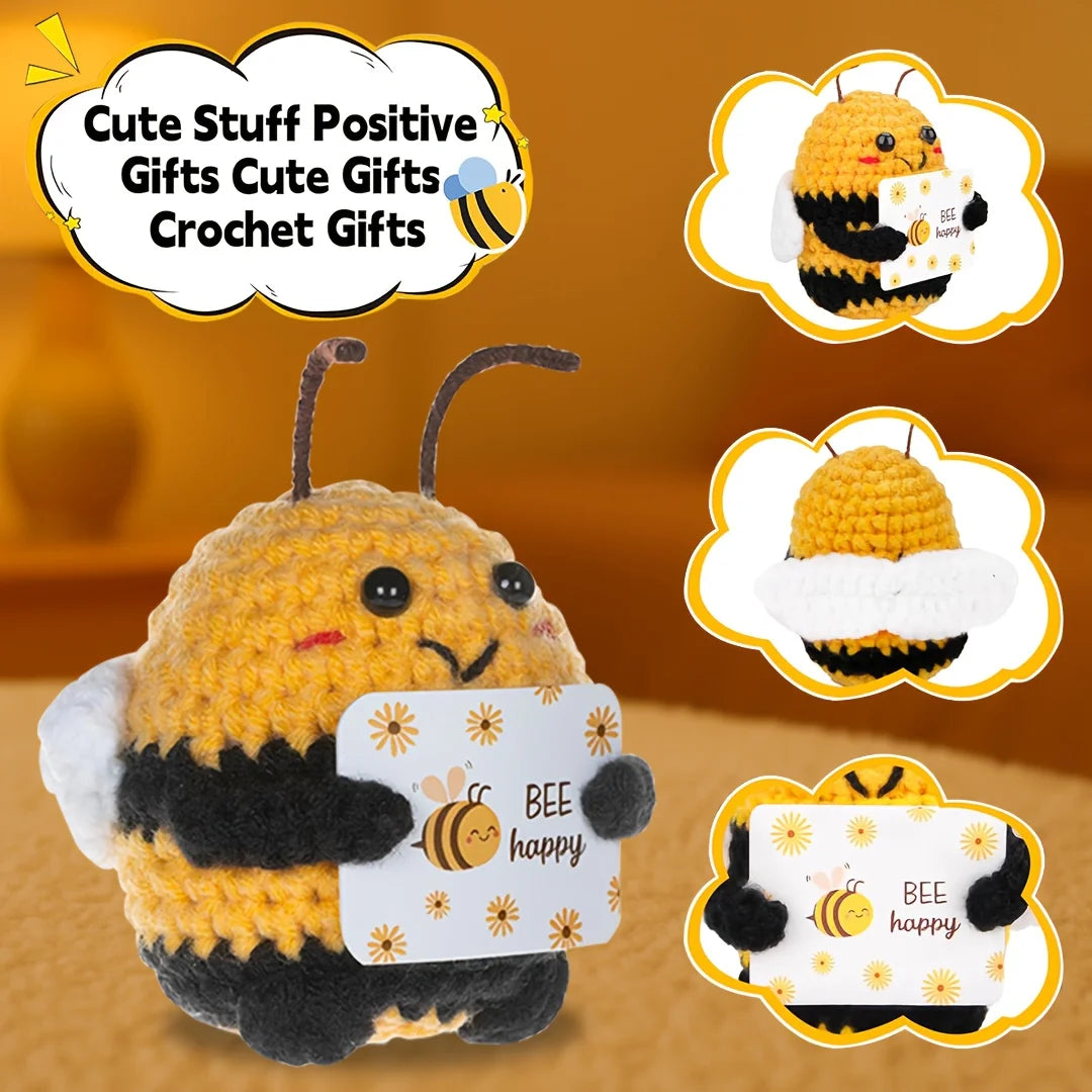 DIY Hand-Knit Positive Bee: An Inspiring Energy Doll. Ideal for Keychains, Bags, Or Home Decor.