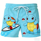 Pokemon Anime Beach Shorts for Men – 3D Printed Summer Trunks