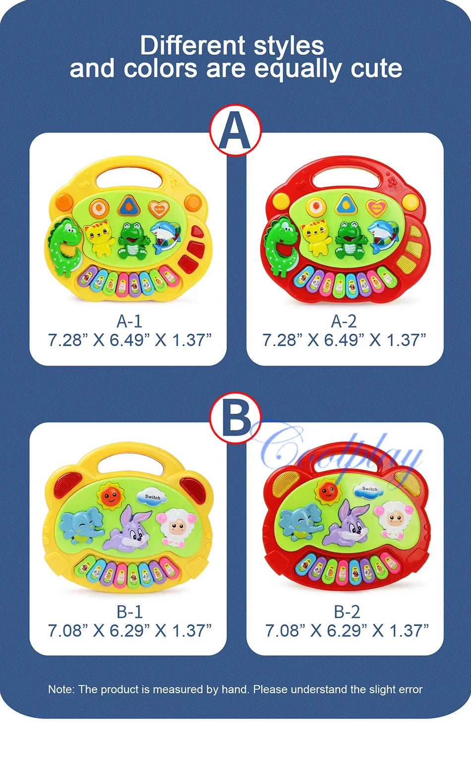 Kids Cartoon Piano Keyboard with Animal Sounds & Flashing Lights