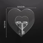 Heart Shape Transparent Hooks Non Punching Plastic Love Hangers Holder Self Adhesive Key Towel Multi-Purpose Hooks Storage Rack