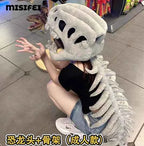 New Dinosaur hat Celebrity-Style Plush Cartoon Skeleton Headgear Halloween Costume Plush Toy Funny Doll Soft Surprise Gift