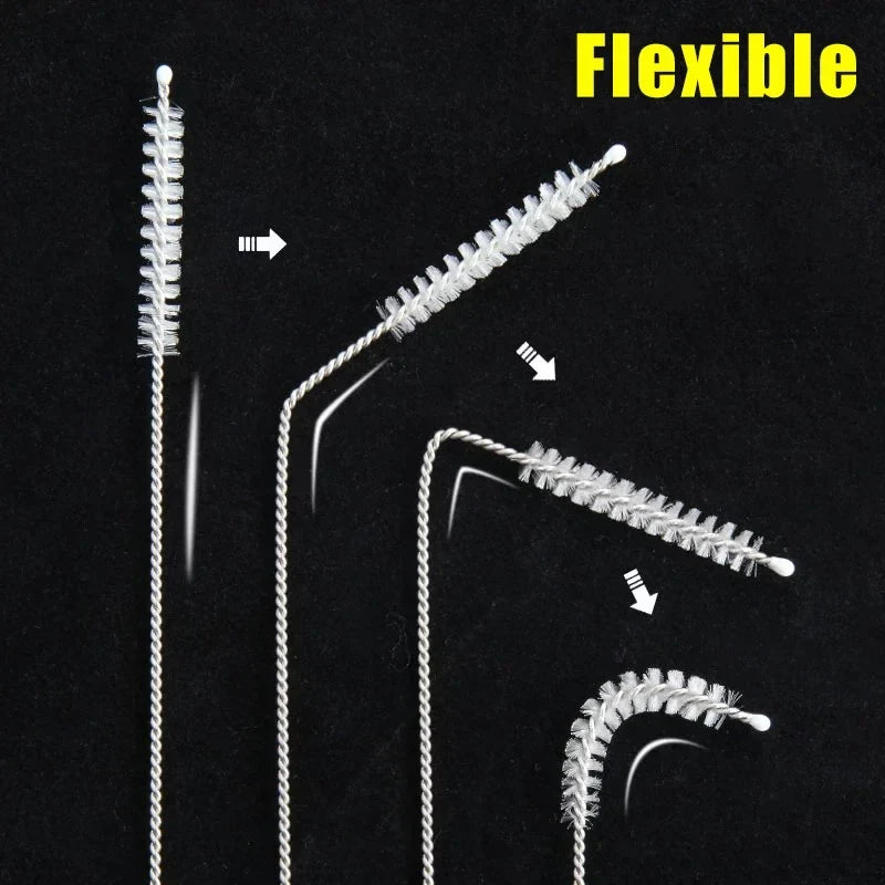 Drinking Straw Cleaning Brush Kit Reusable Tube Pipe Cleaner Nylon Stainless Steel Long Cleaning Brushes for Baby Cup Bottles