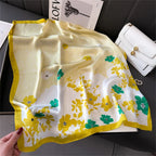 2025 Silk Shawl Print Headscarf Cat Hair Wrap Neckerchief Female Satin Square Scarf For Women Headband Foulard Hijab Bandana