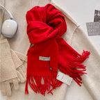 Luxury Winter Wool Scarf Women Cashmere Warm Pashmina Brand Foulard Female Shawls Wraps Thick Soft Bufanda Scarves Stole 2024