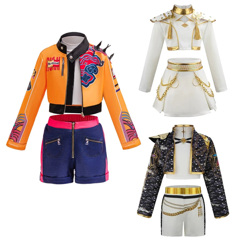 K-POP Rumi Cosplay Girls Clothing Sets Mira 3Pcs Girls Suits Halloween Zoey Birthday Party Costume 4-12 Years New Kids Clothes