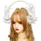 Feather Angel Wing Hair Clips Lolita Barrette Hairpin Lolita Anime Cosplay Hair Accessories Anime Halloween Black White Headwear