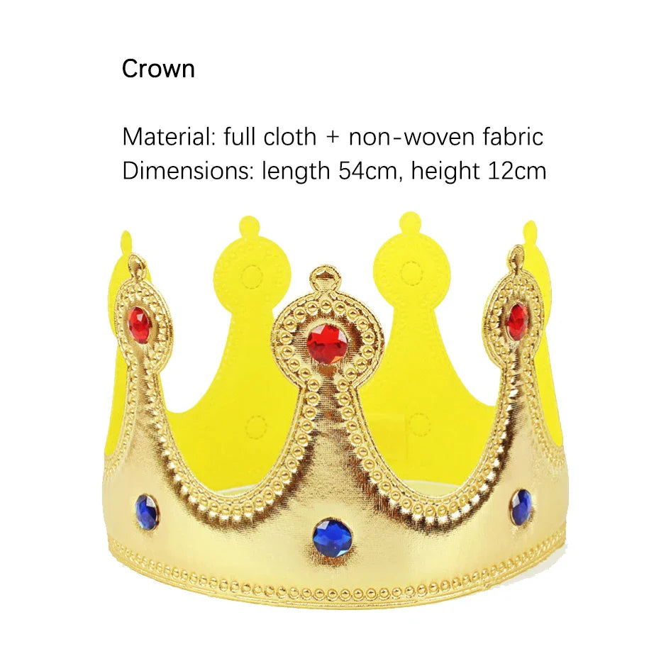 King Prince Cape Cosplay Costume with Crown – Royal Cloak Set