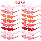 12-120Pcs Fire Flame Sunglasses Rimless Fire Sunglasses Candy Color Party Sunglasses Wedding Funny Sunglasses for Guest