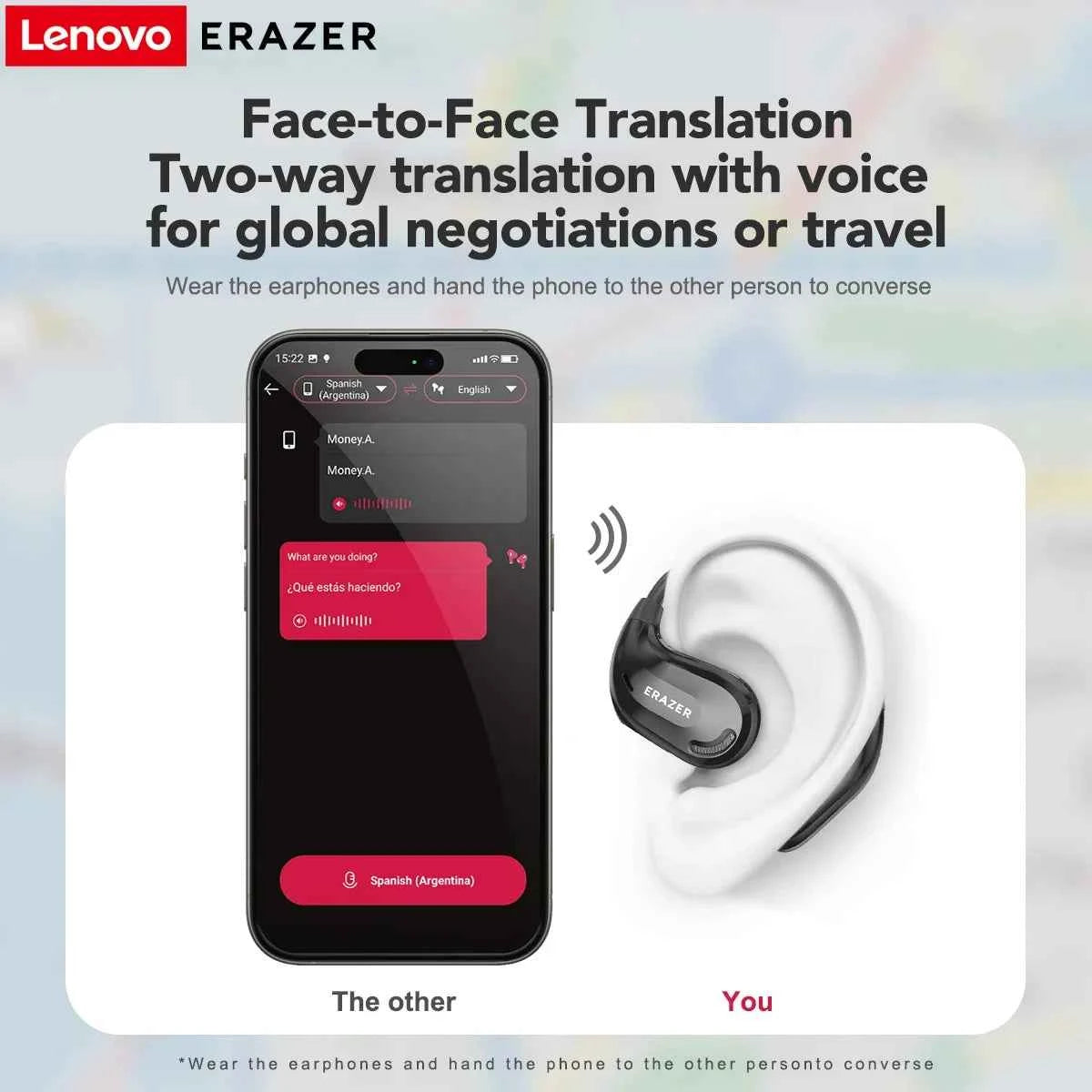 ERAZER XT66PRO Bluetooth Earphones ASMR Headsets DIY APP AI Translator Earbuds Wireless Headphones 13 Hours long life Display