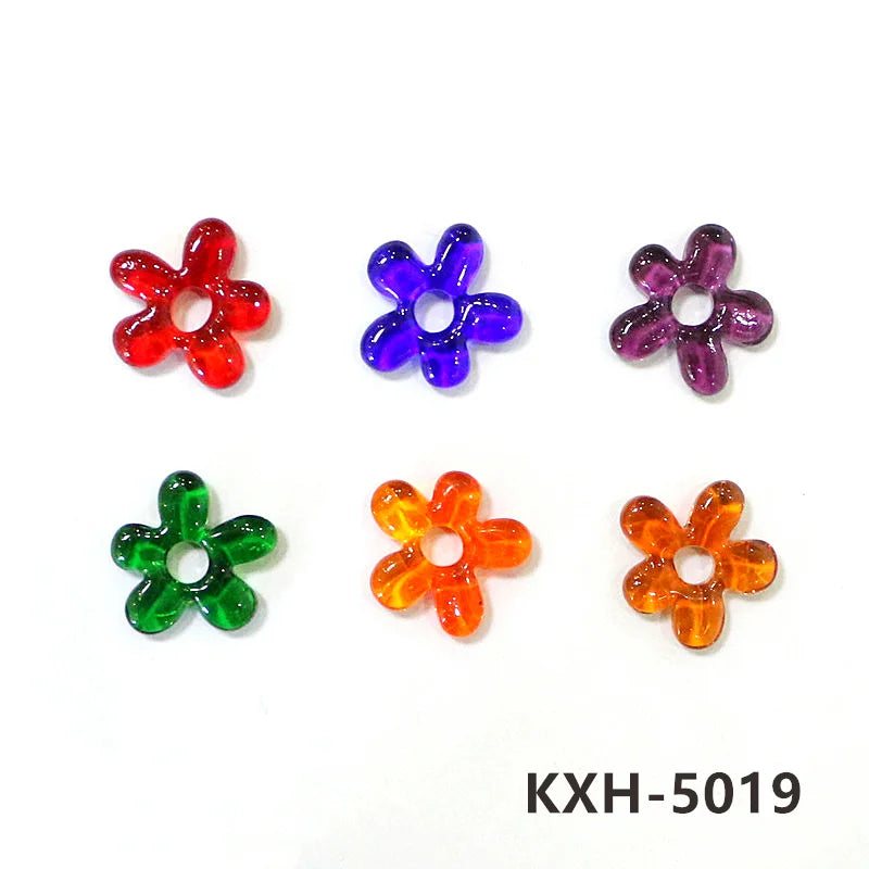 6pcs Irregular Shape Cute Mini Glass Flower Ornament Christmas Wedding Party Decor Supplies DIY Girl Jewelry Pendant Accessories
