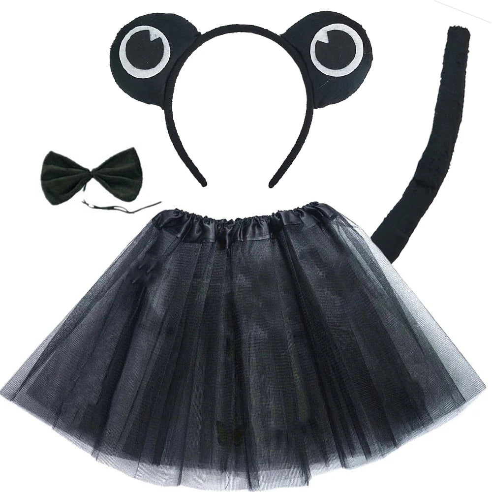 Animals  Children  Headband Tutu Skirt Tail Bow Kids  Girl Party Props Elephant Tiger Fox     Halloween Costume Cosplay