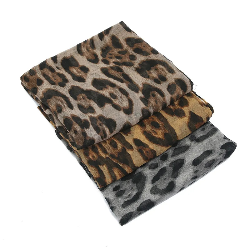 Boho 1pc Fashionable Leopard Print Batik-Style Soft Lightweight Women's Scarf Shawl Suitable For Daily Commuting & Outdoor Wear