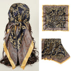 90*90cm Square Silk Scarf Women Print Scarves Satin Shawl Wrap Hijab Female Headband Bandana Foulard Neckerchief