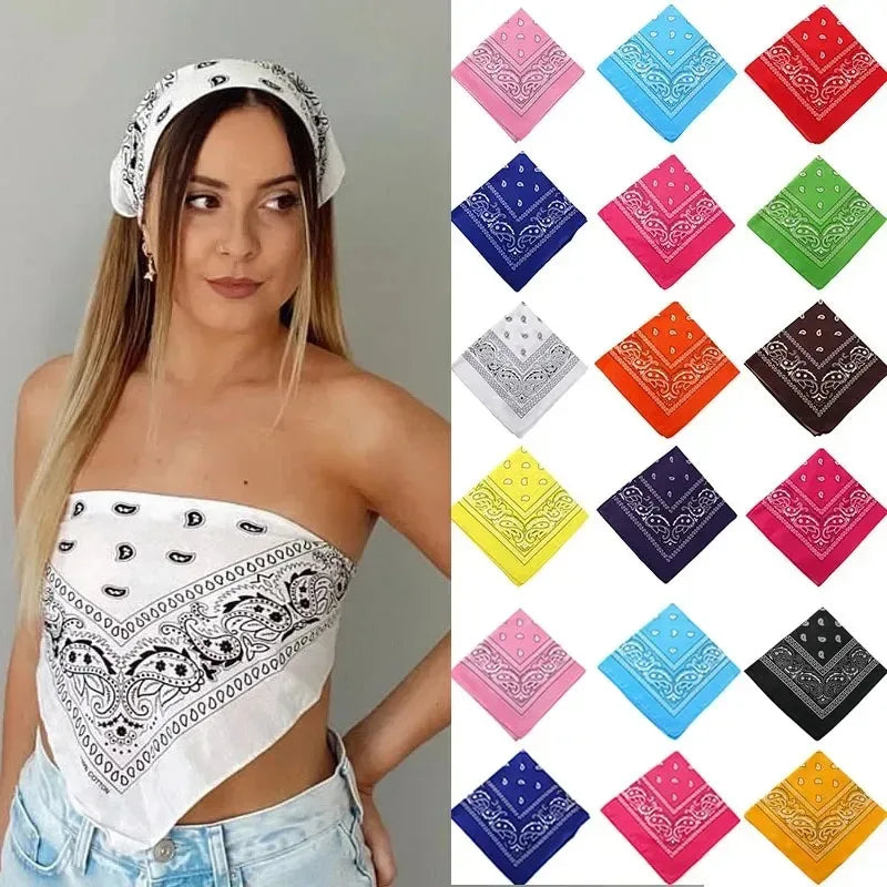1/4/9pcs Men Women Bandana Hairband Cowboy Mens Biker Sports Headwear Wrist Hairwrap Single Sided Head Wrap Scarf Paisley