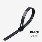 20pcs Plastic Reusable Cable Zip Ties 8*200/250/300/450 Releasable Nylon Adjust Loose Slipknot Recycle Detachable Bundle 5*200