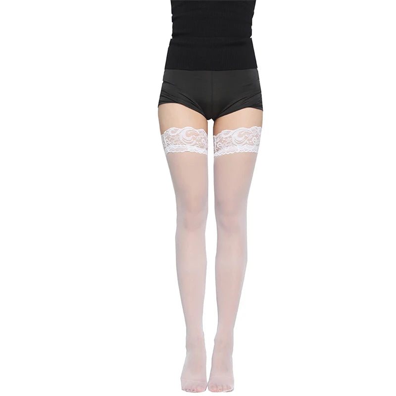 Sexy Lace Stockings for Women Thigh High Sheer Breathable Summer Socks JK Style Fashion Versatile Lingerie Black White Red