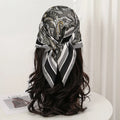 Bohemian Style Floral Print Women’s Square Silk Scarf Satin Head Wrap Tropical Leaf Flower Design Scarves Bandana Hijab