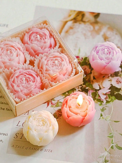 4pcs/Set Hand Made Rose Fragrance, Scented Candles, Hand Made Bouquet Candles,Home Decoration, Suitable For Valentine's Day Gift