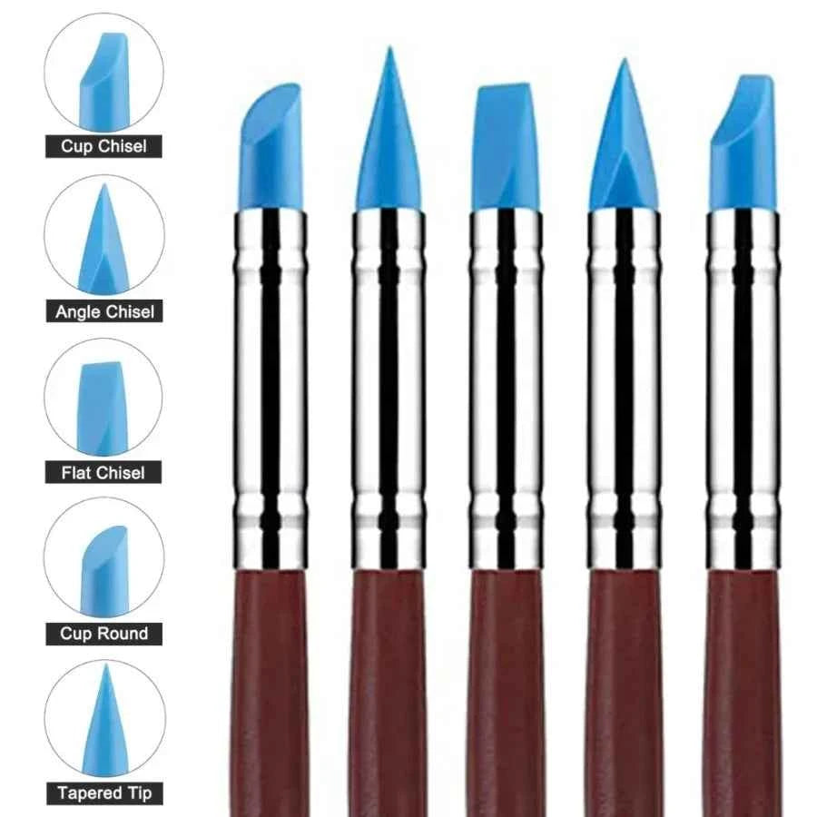 Pottery Clay Sculpture Carving Kit Pen Soft Silicone Handmade Pottery Polymer Clay DIY Cutter Clay Sculpting Tools