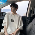 M-8XL Men Oversized Loose Fitting T-shirt American Style Simple Icon Print Fashionable Tee Oversized Short Sleeved Youth Trend