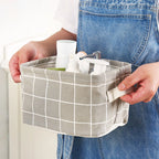 Random Cotton Hemp Storage Basket with Handheld Printed Tabletop, Miscellaneous Sorting Cabinet, Small Clothing, Fabric Storage