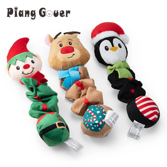 Christmas Elf Penguin Squeaky Dog Toy – Cute Plush Pet Toy