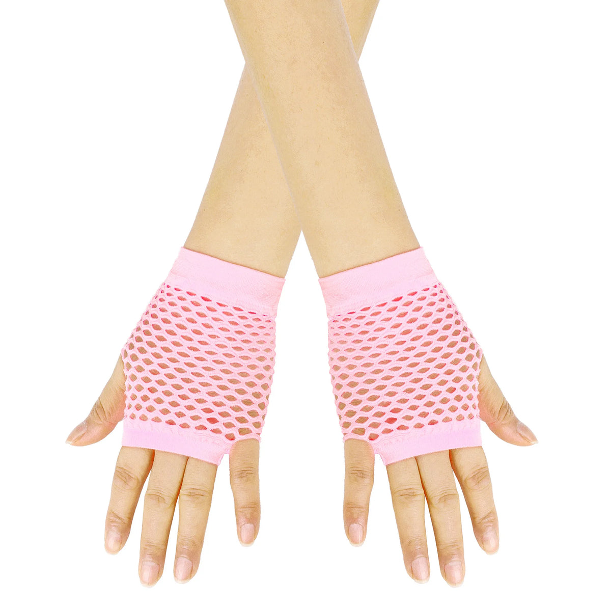 Solid color high-quality fingerless short fishing net gloves Fishing net fancy party dance mesh short gloves