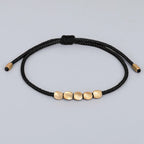 Handmade Tibetan Copper Bead Bracelet Buddhist Braided Cotton Luck Rope Bracelet Good Luck Success Amulet Women Men Vintage