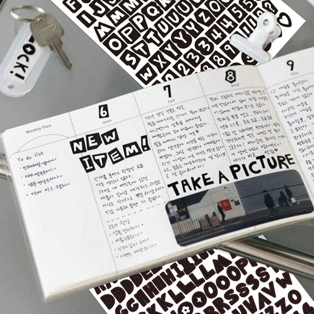 10pcs/Set Colorful Alphabet & Number Sticker For Diy Scrapbook Decoration, Water-Resistant With No Trace