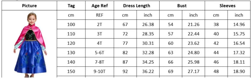Girls Elsa Anna Princess Costume Dress – Summer Fancy Queen Outfit