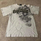 Southpole Y2K Vintage Cotton Graphic Tee Distressed Oversized Unisex T-Shirt with Gothic Print Streetwear Retro Soft Shirt Man