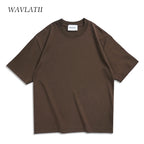 WAVLATII Oversized Summer T Shirts for Women Men Brown Casual Female Korean Streetwear Tees Unisex Basic Solid Young Cool Tops