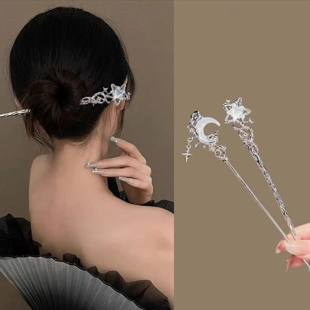 1/3pcs French Hair Pin  Women's Hair Accessories Sweet Stars Moon Gemstones Suitable For Daily Parties Fashionable Hair
