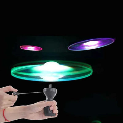 LED Pull String Flying Saucer Toy for Kids Outdoor Play