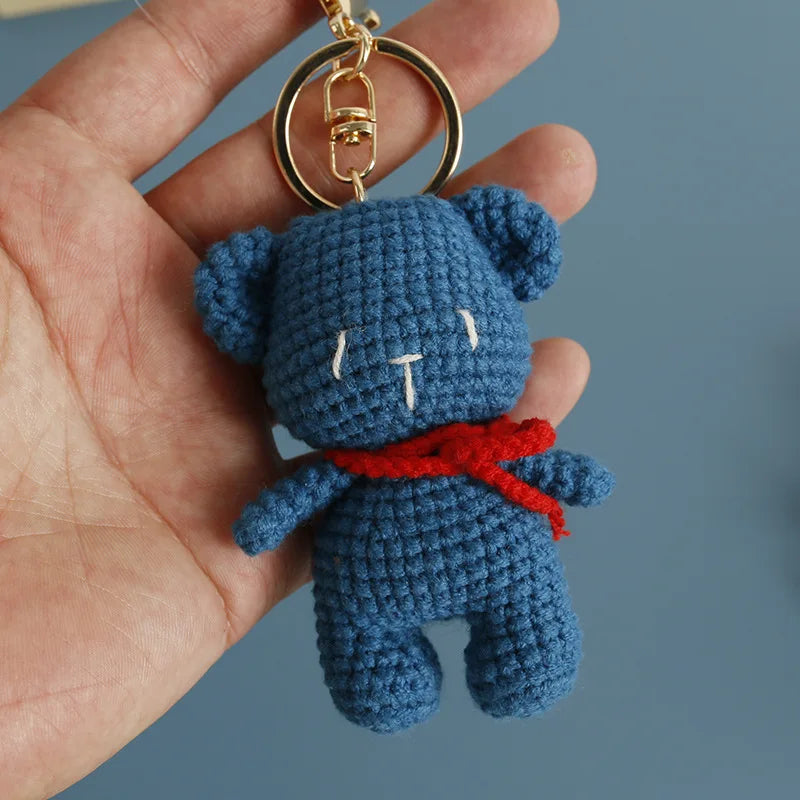 Cute Bear Couple Crochet Keychain Matching Animal Charm