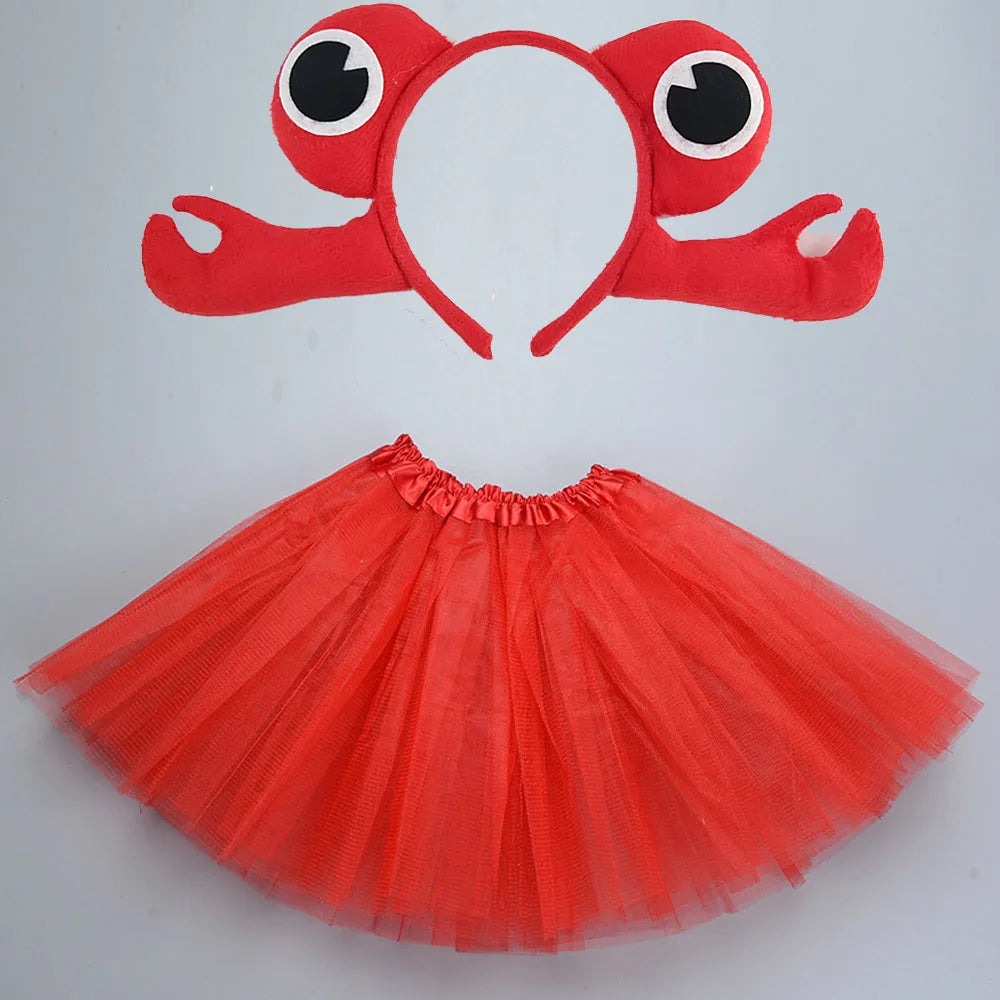 Animals  Children  Headband Tutu Skirt Tail Bow Kids  Girl Party Props Elephant Tiger Fox     Halloween Costume Cosplay