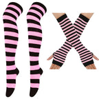 Thigh High Stockings Multi-color Casual Gloves Women Girls Striped Long Socks Over The Knee Socks